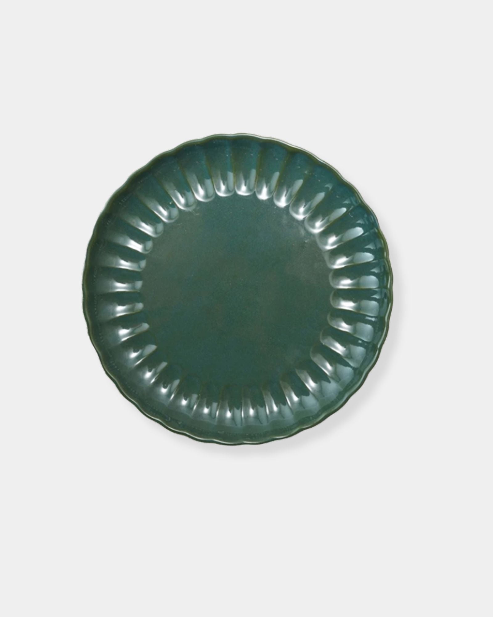 STONEWARE FLUTED PLATE - GREEN