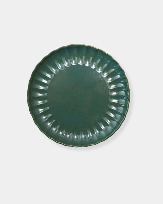 STONEWARE FLUTED PLATE - GREEN