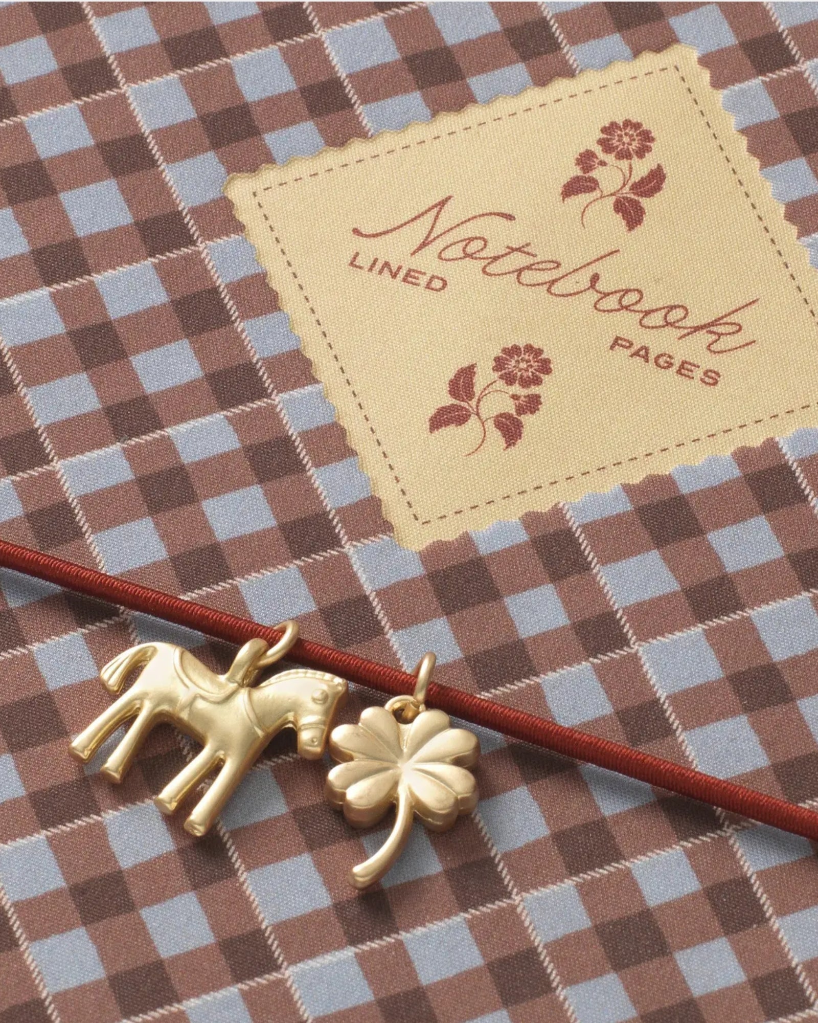 FABRIC LINED NOTEBOOK - PETALS & PLAID