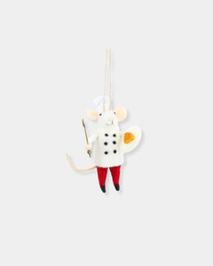 CHEF & WAFFLE FELT MOUSE - ORNAMENT