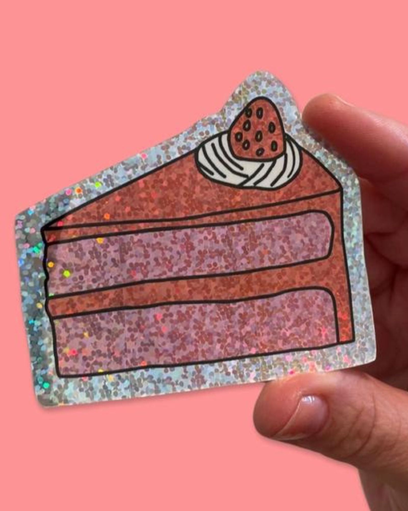 GLITTER CAKE SLICE - STICKER