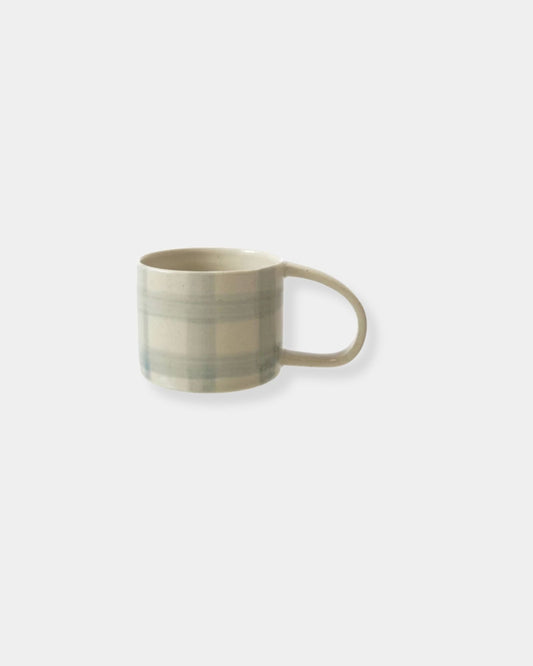 BLUE GRID PATTERN MUG