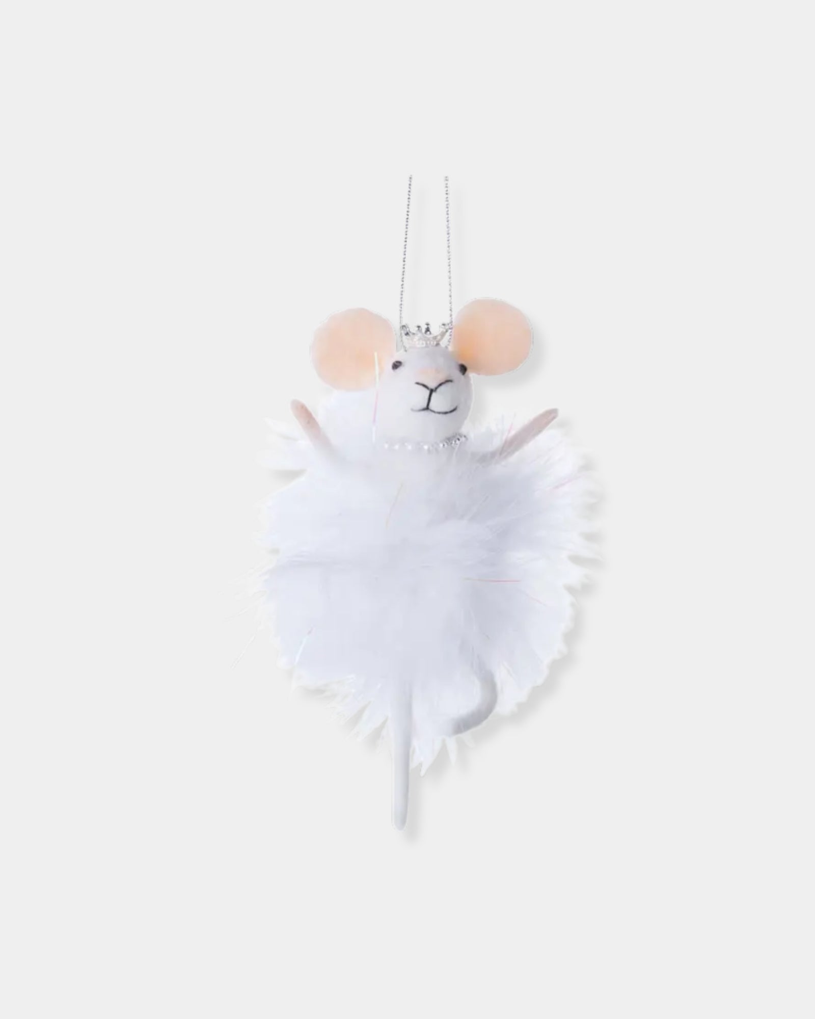 PEARL & CROWN FELT MOUSE - ORNAMENT