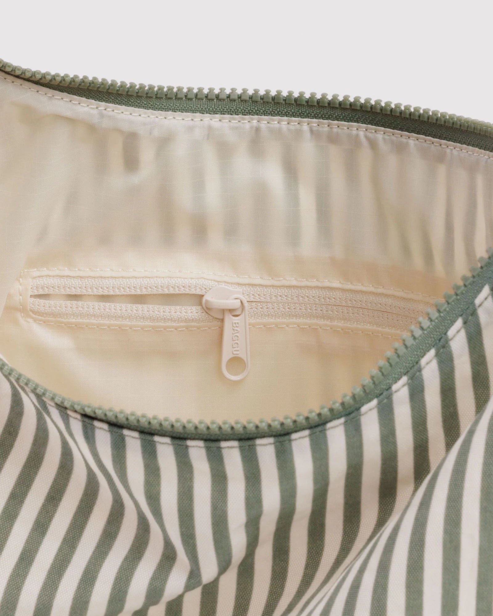 NYLON SHOULDER BAG - SAGE STRIPE