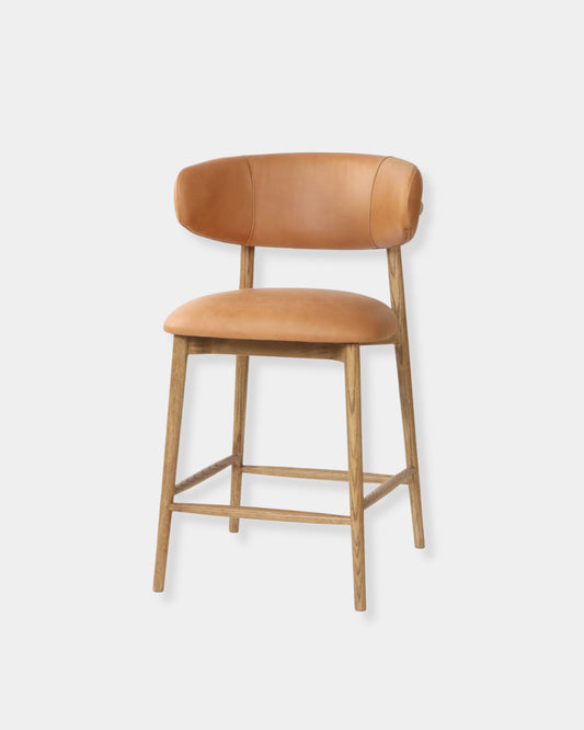 MILO LEATHER COUNTER STOOL - HAZELNUT
