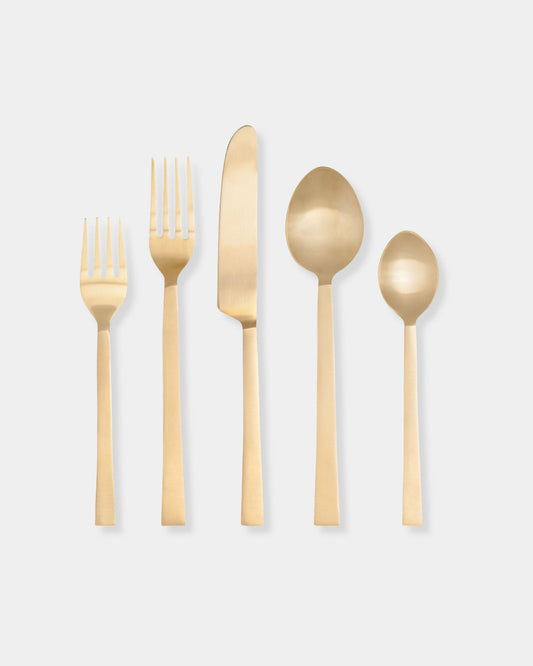 MATTE GOLD EDGE FLATWARE SET OF 5