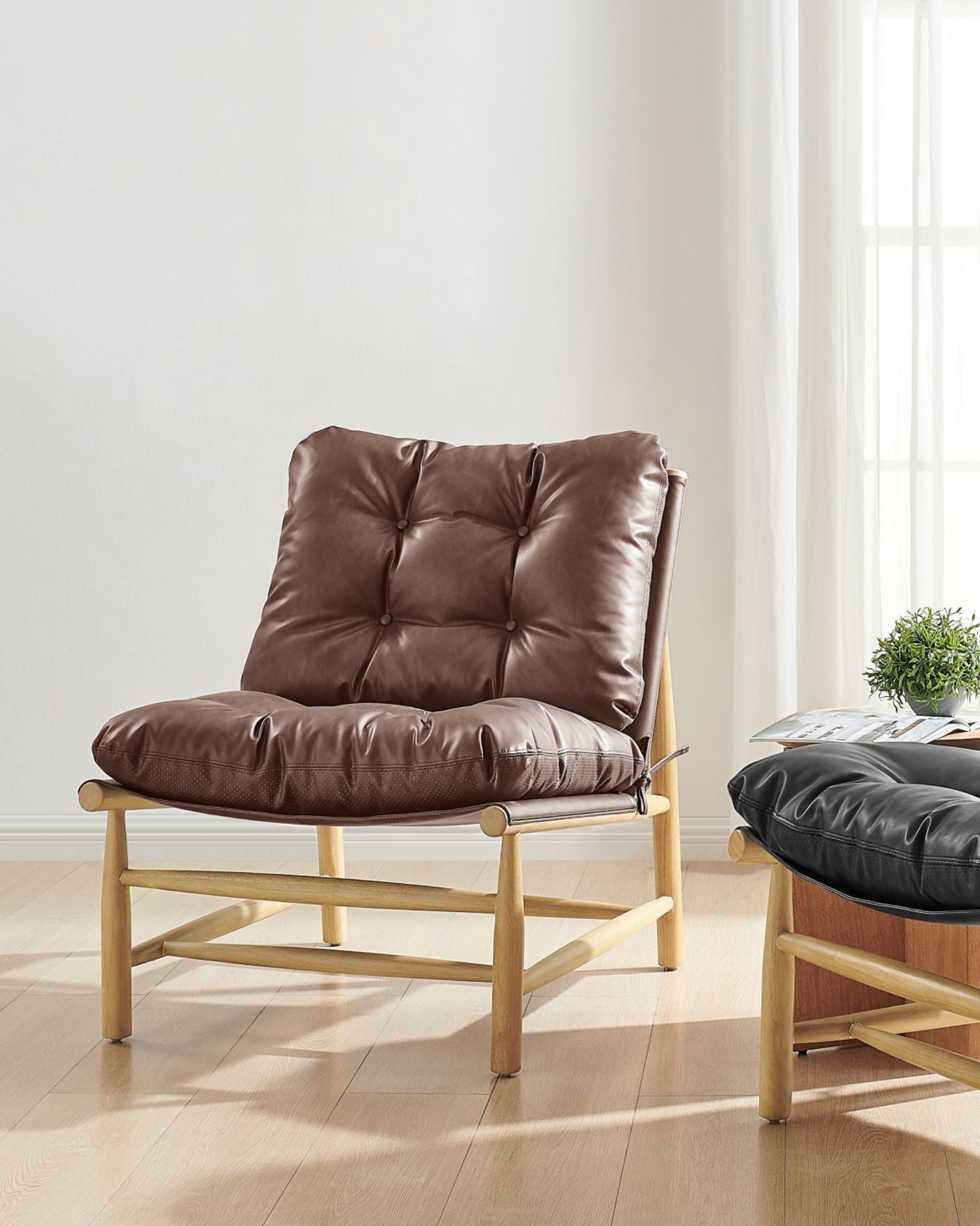 OSWALD TUFTED ACCENT CHAIR - CASA BROWN