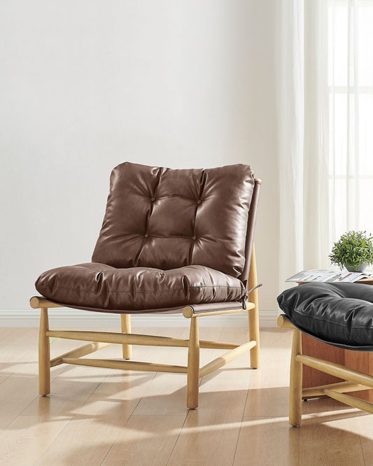 OSWALD TUFTED ACCENT CHAIR - CASA BROWN