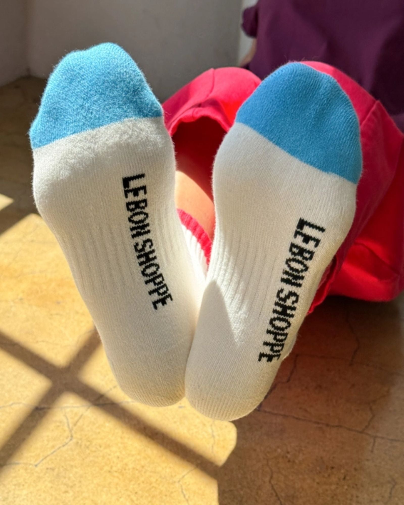 BLUE RED COLOUR BLOCK GIRLFRIEND - SOCK