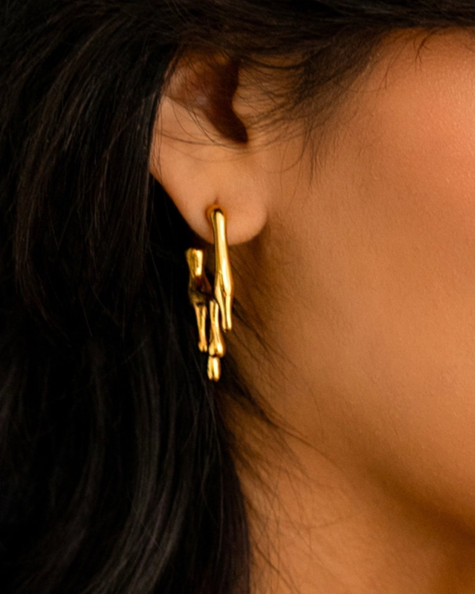 DRIP DROP HOOPS 18K GOLD PLATED EARRINGS