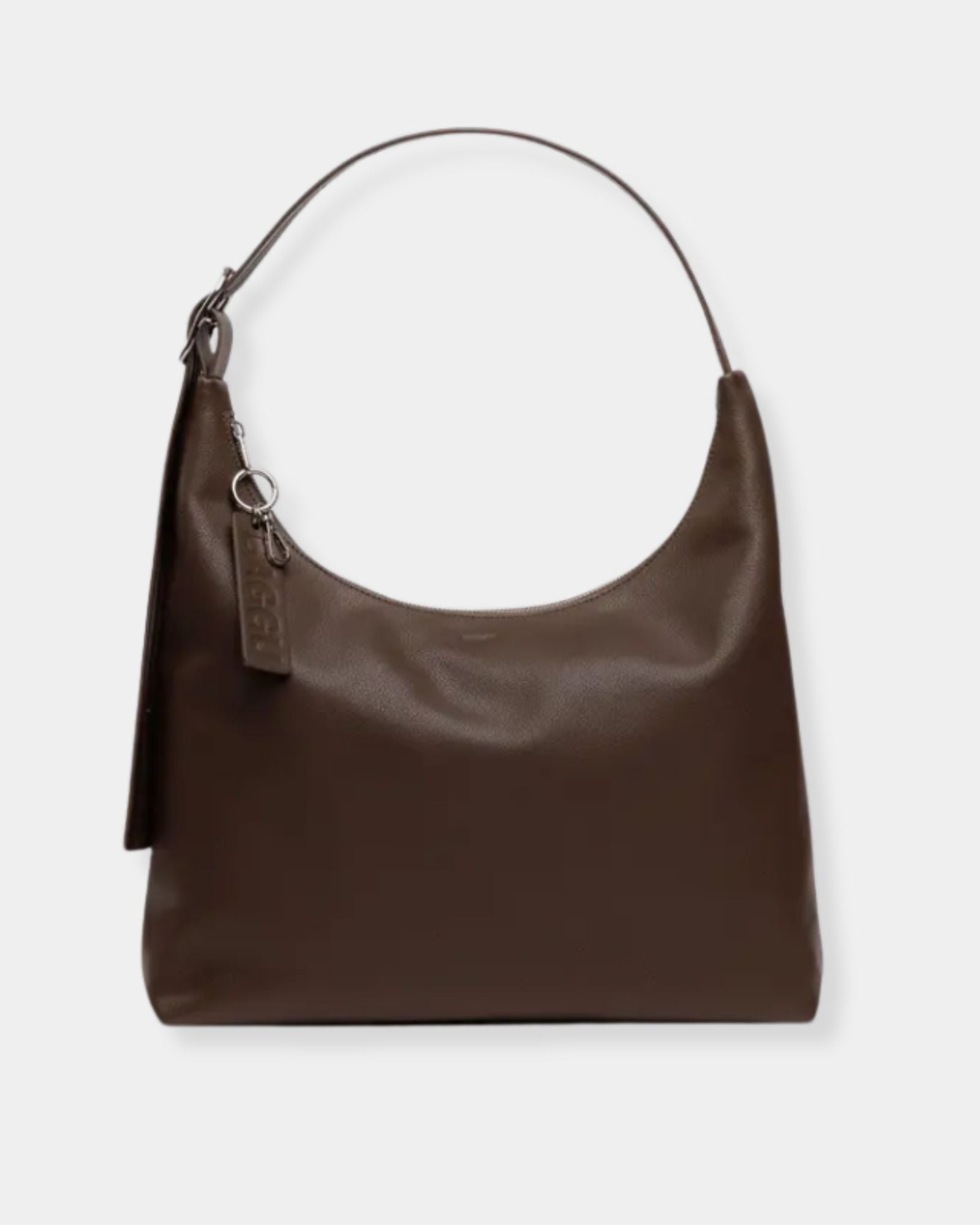 MEDIUM RECYCLED LEATHER SHOULDER BAG - BROWN