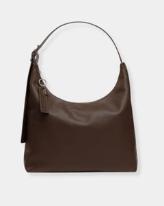 MEDIUM RECYCLED LEATHER SHOULDER BAG - BROWN