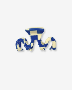 BLUE CHECK BIRKIN - HAIR CLIP