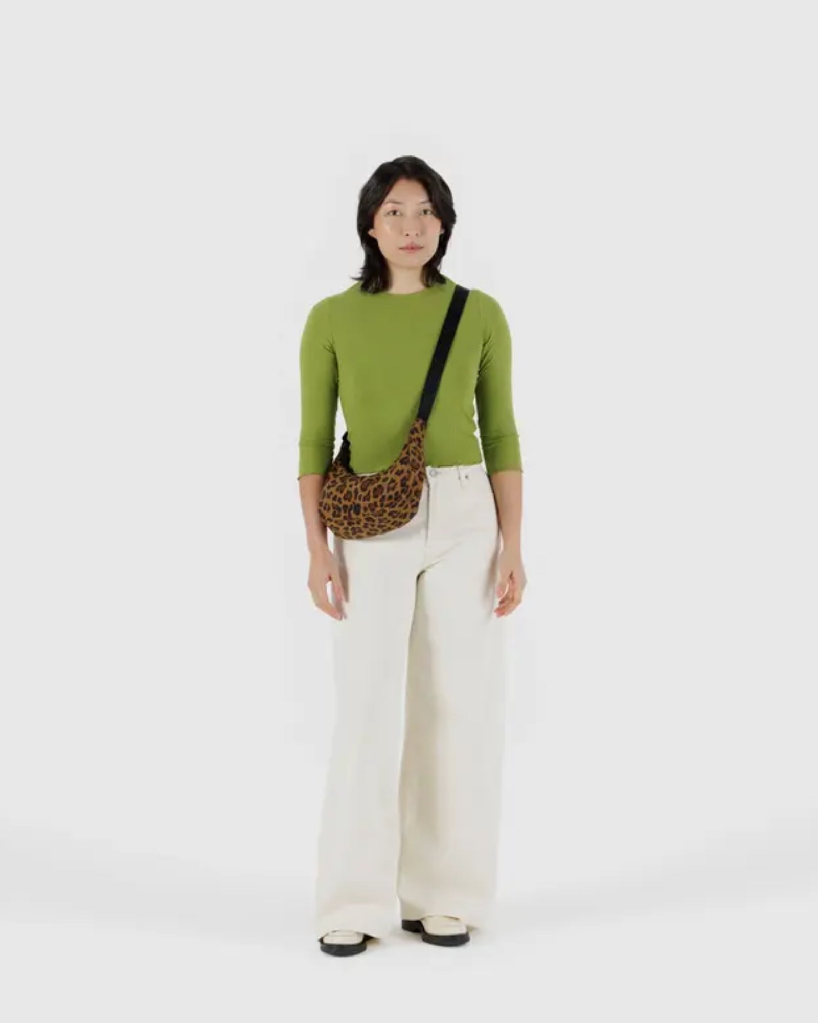 SMALL NYLON CRESCENT BAG - LEOPARD