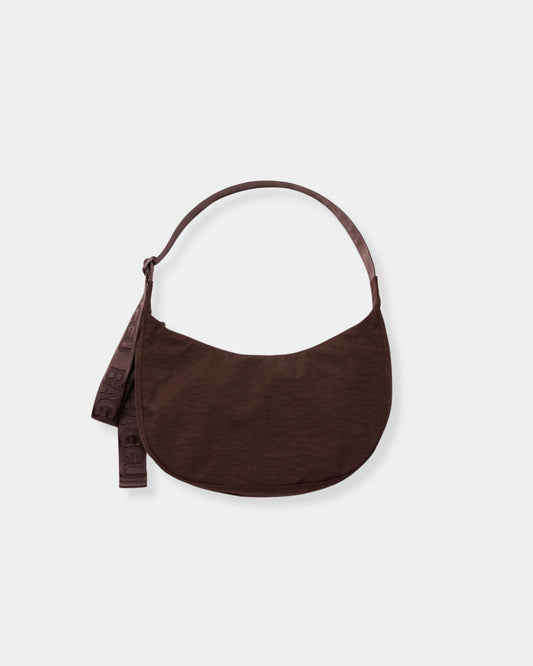 MEDIUM NYLON CRESCENT BAG - COFFEE