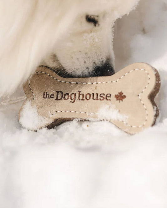 LEATHER & WOOL BONE - DOG TOY