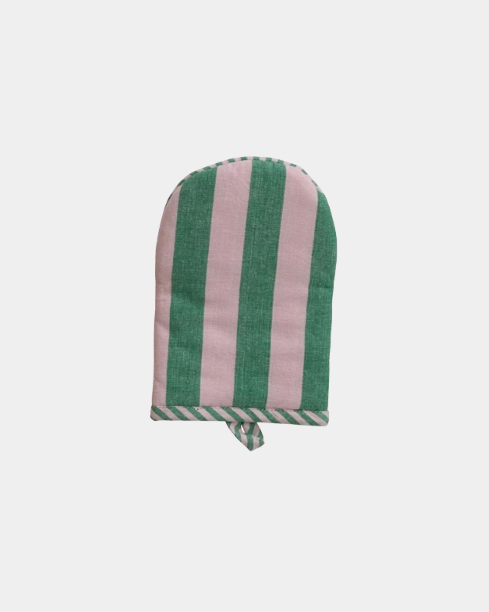 COTTON OVEN MIT - GREEN STRIPED