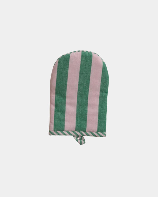 COTTON OVEN MIT - GREEN STRIPED