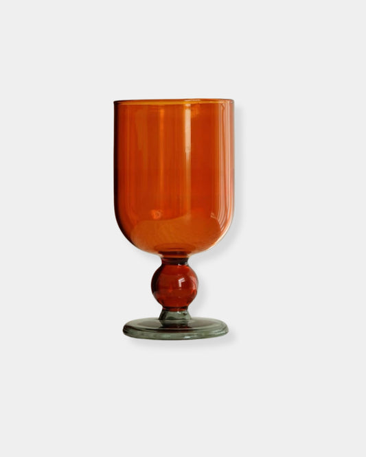 HANDBLOWN GUMBALL WINE GLASS - COKE