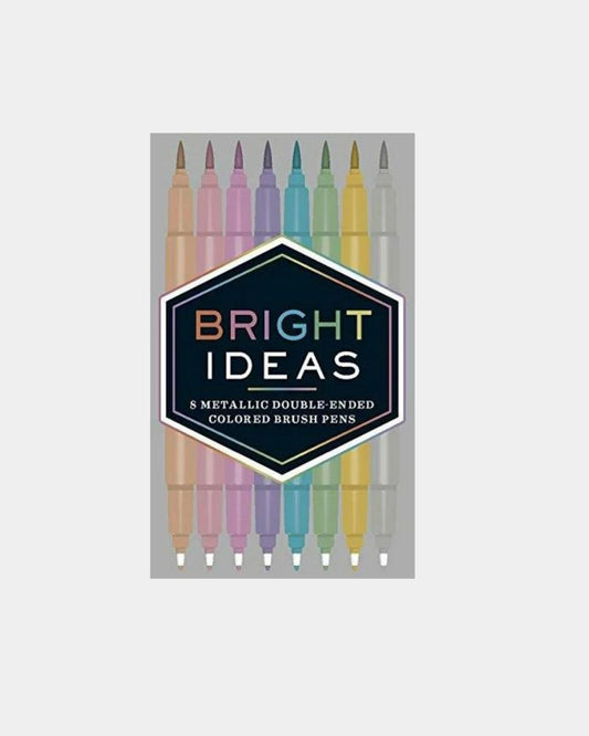 METALLIC DOUBLE-ENDED COLORED BRUSH PENS