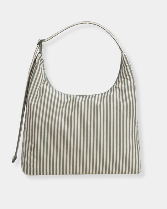 NYLON SHOULDER BAG - SAGE STRIPE