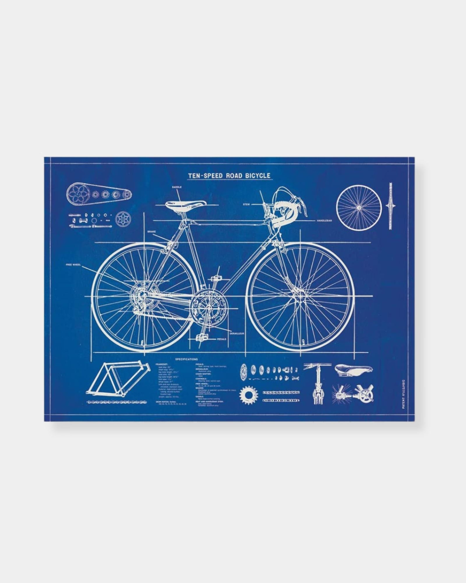 Bicycle blueprint poster sale