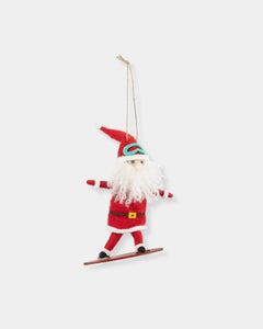 FELT SANTA ON SNOWBOARD - ORNAMENT