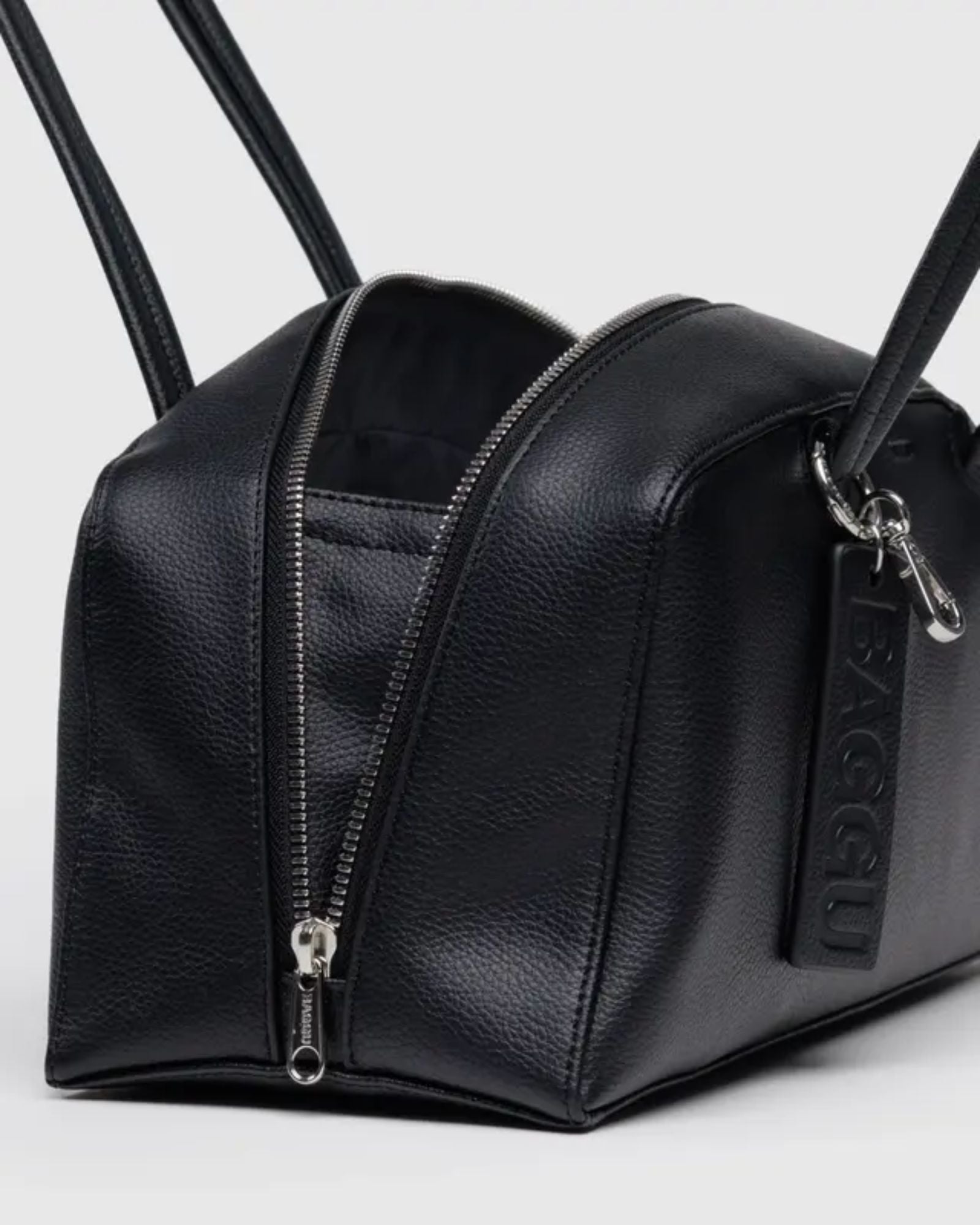 RECYCLED LEATHER BOWLER BAG - BLACK