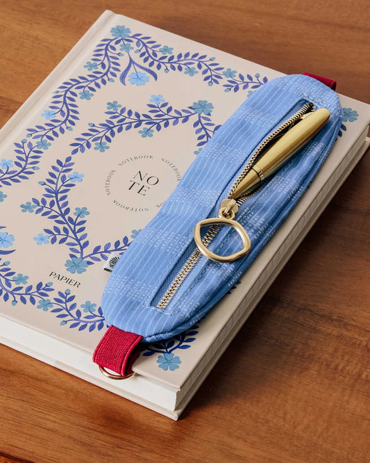 ELASTICATED PEN POUCH - BLUE