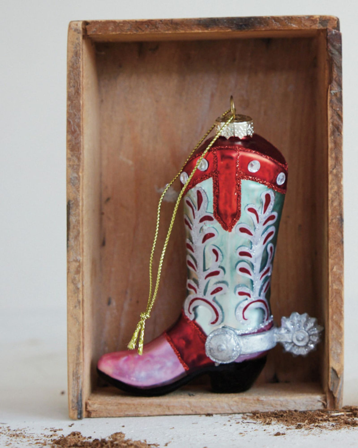 GLASS PURPLE BOOT - ORNAMENT