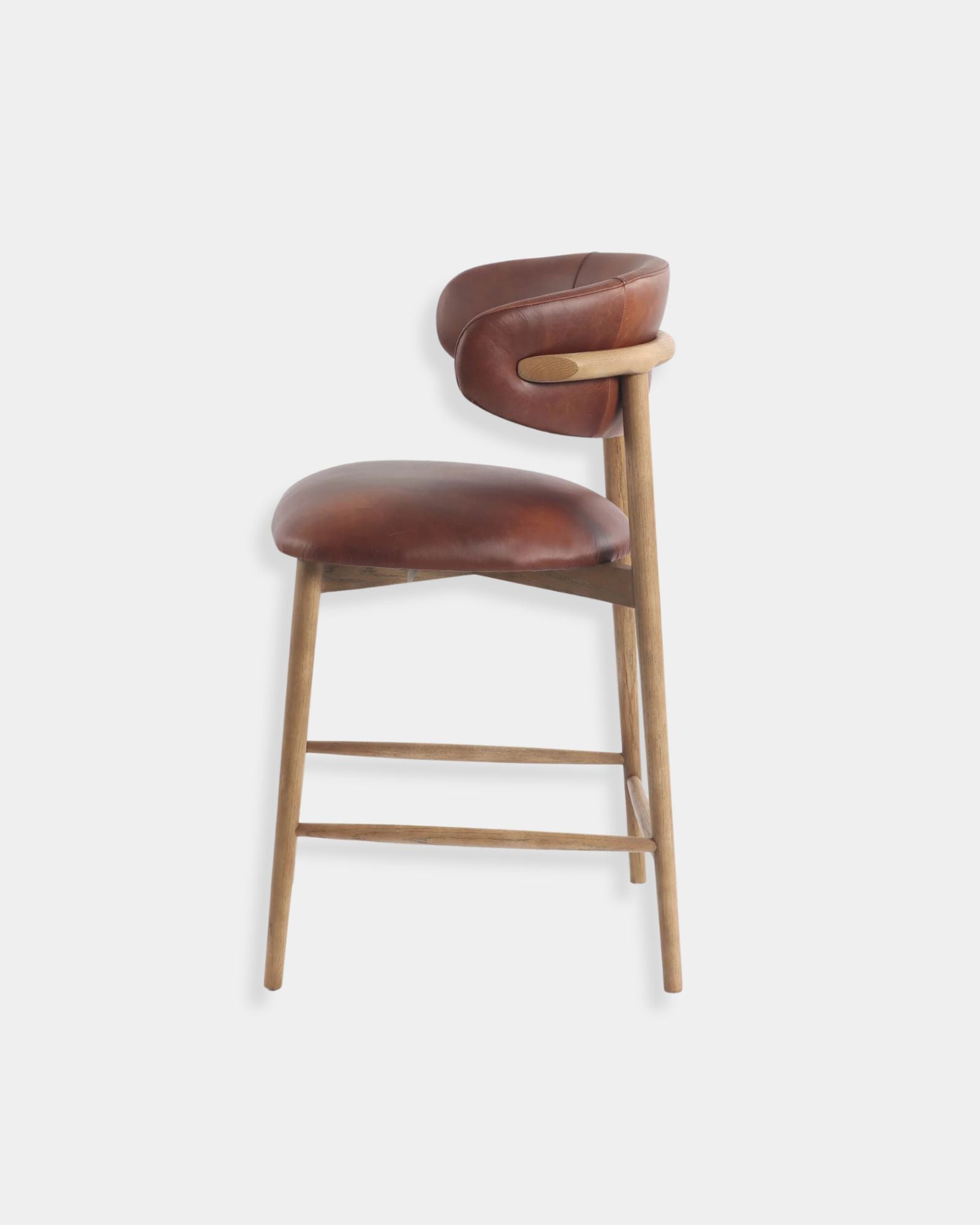 MILO LEATHER COUNTER STOOL - TOBACCO