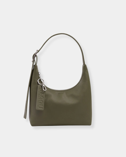 MINI RECYCLED LEATHER SHOULDER BAG - LODEN