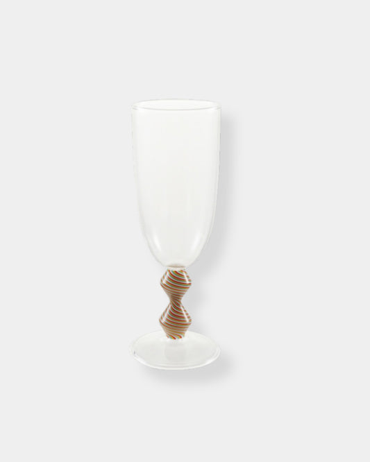 CHAMPAGNE FLUTE - ORANGE SWIRL STEM