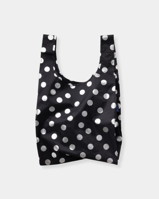 STANDARD BAGGU - SILVER METALLIC POLKA DOT