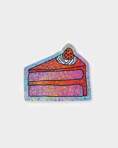 GLITTER CAKE SLICE - STICKER