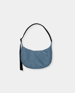 MEDIUM NYLON CRESCENT BAG - DENIM