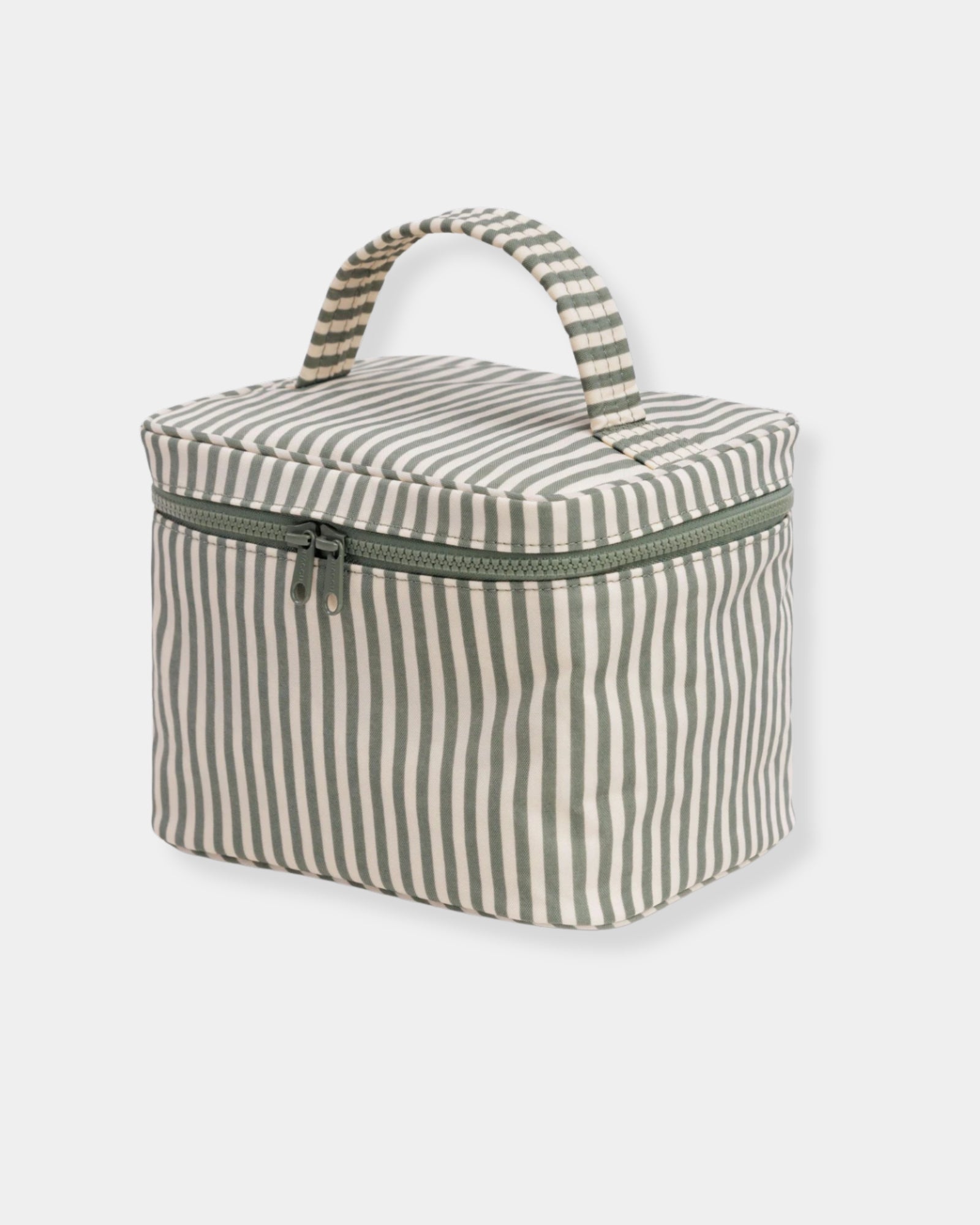 LARGE COSMETIC CASE - SAGE STRIPE