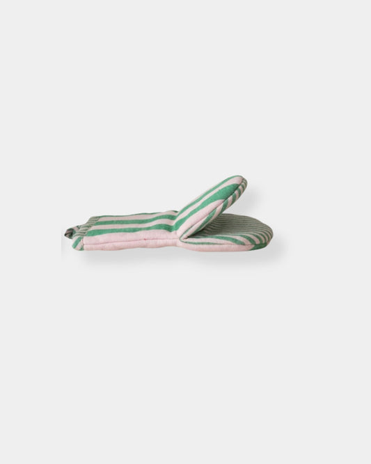 COTTON OVEN MIT - GREEN STRIPED