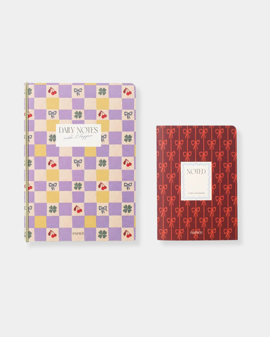 CHECKERBOARD & BOWS NOTEBOOK - SET OF 2