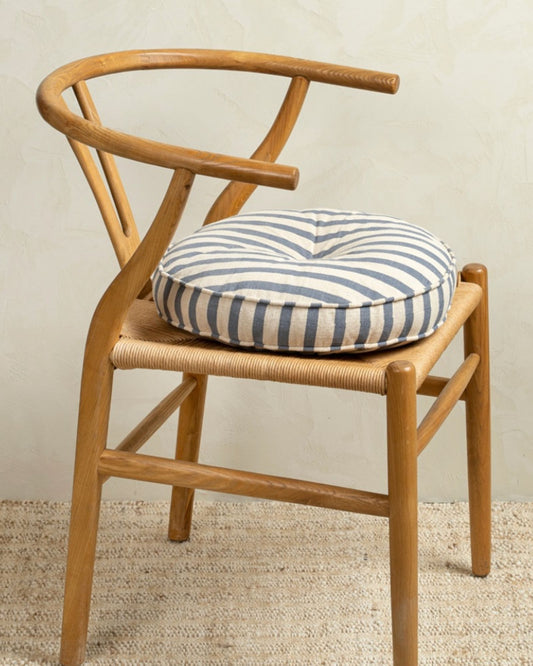 AWNING STRIPE CHAIR CUSHION - SKY