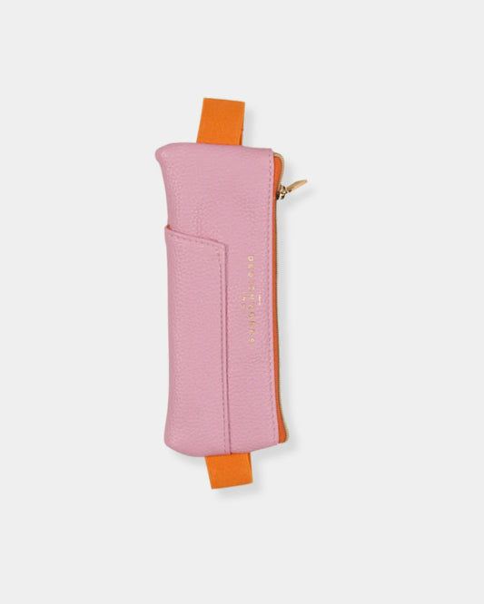 VEGAN LEATHER PEN POUCH - PINK & ORANGE