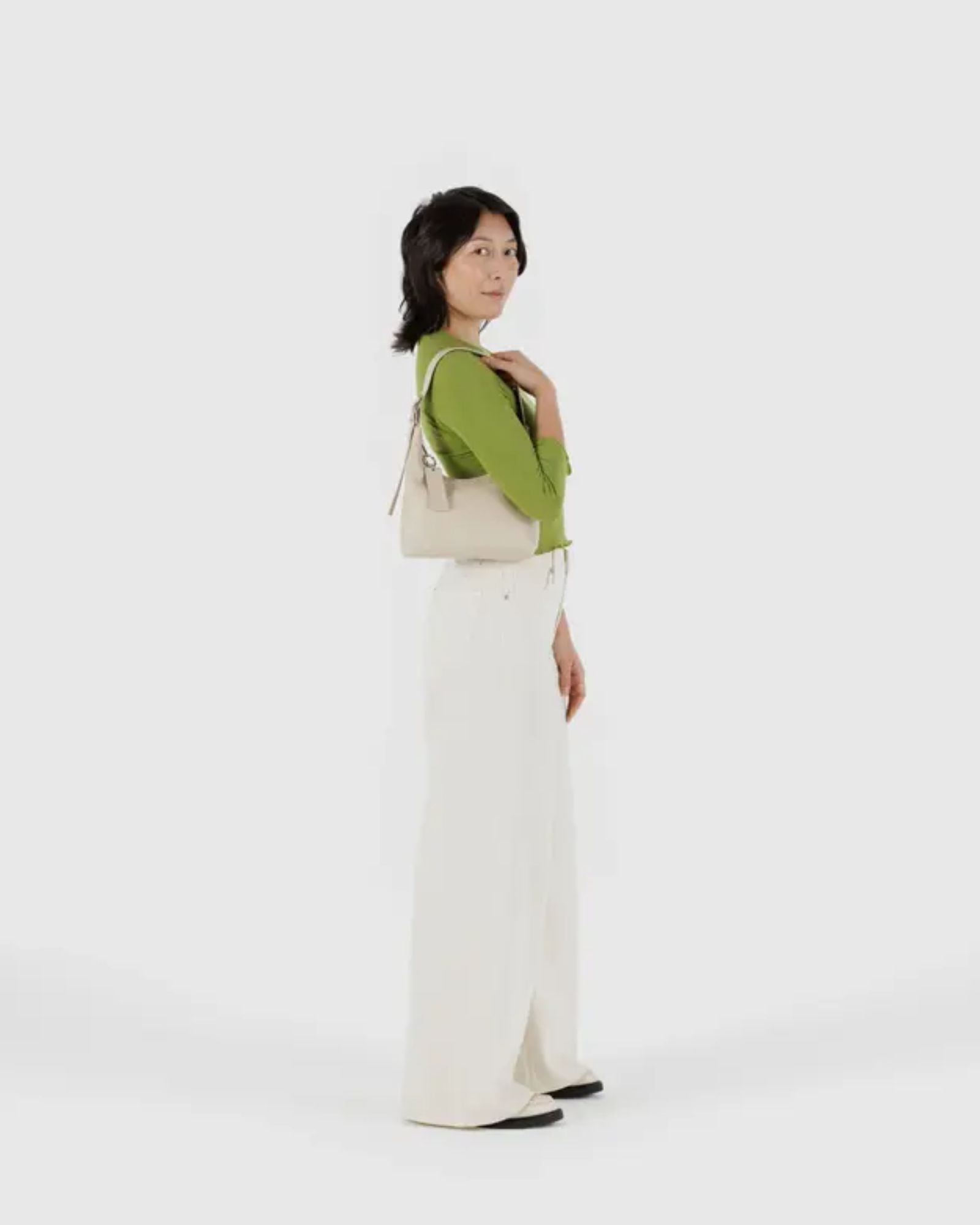 MINI RECYCLED LEATHER SHOULDER BAG - STONE
