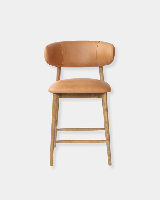 MILO LEATHER COUNTER STOOL - HAZELNUT