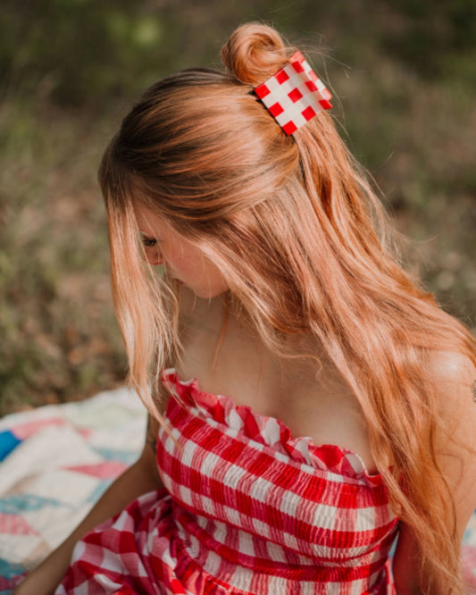 XL GINGHAM CLAW CLIP