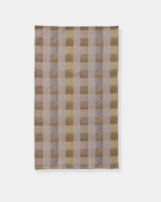 YELLOW CHECKERED WAFFLE WEAVE TEA TOWEL