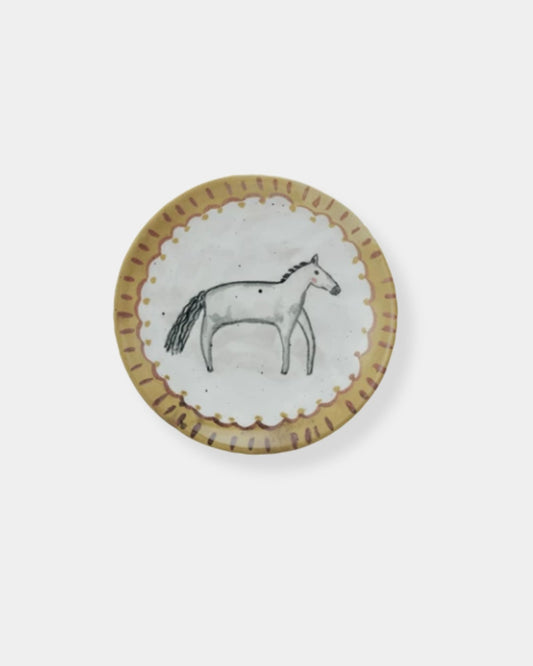HAND PAINTED STONEWARE PLATE - HORSE