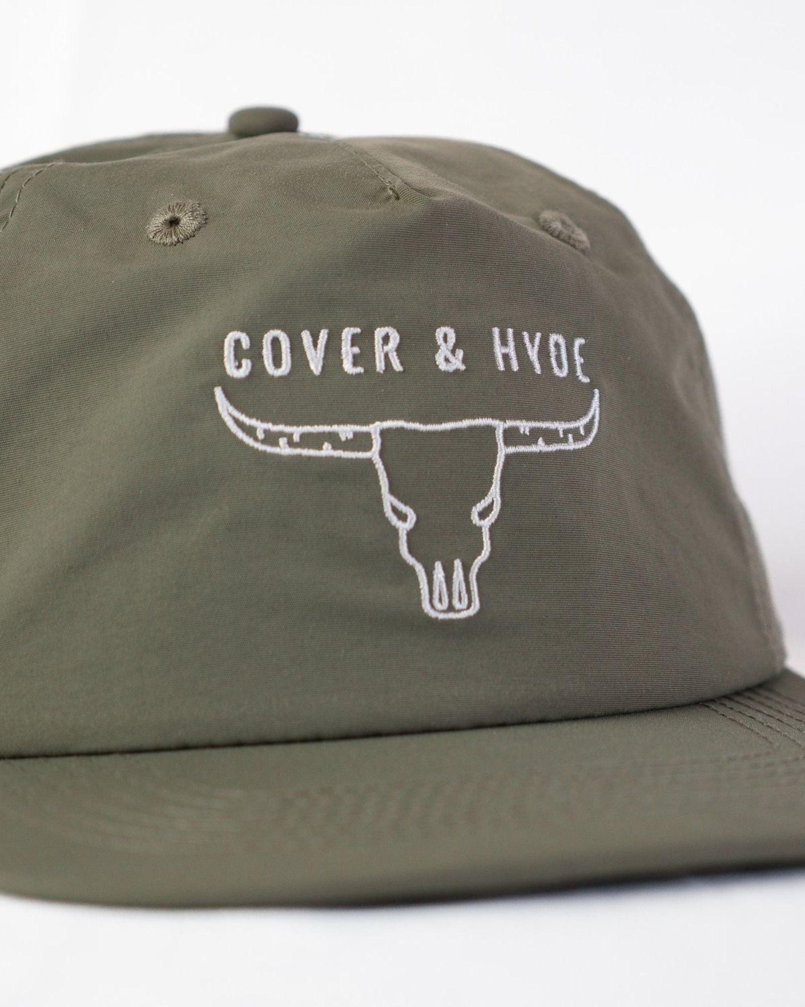 SKULL LOGO - OLIVE NYLON HAT