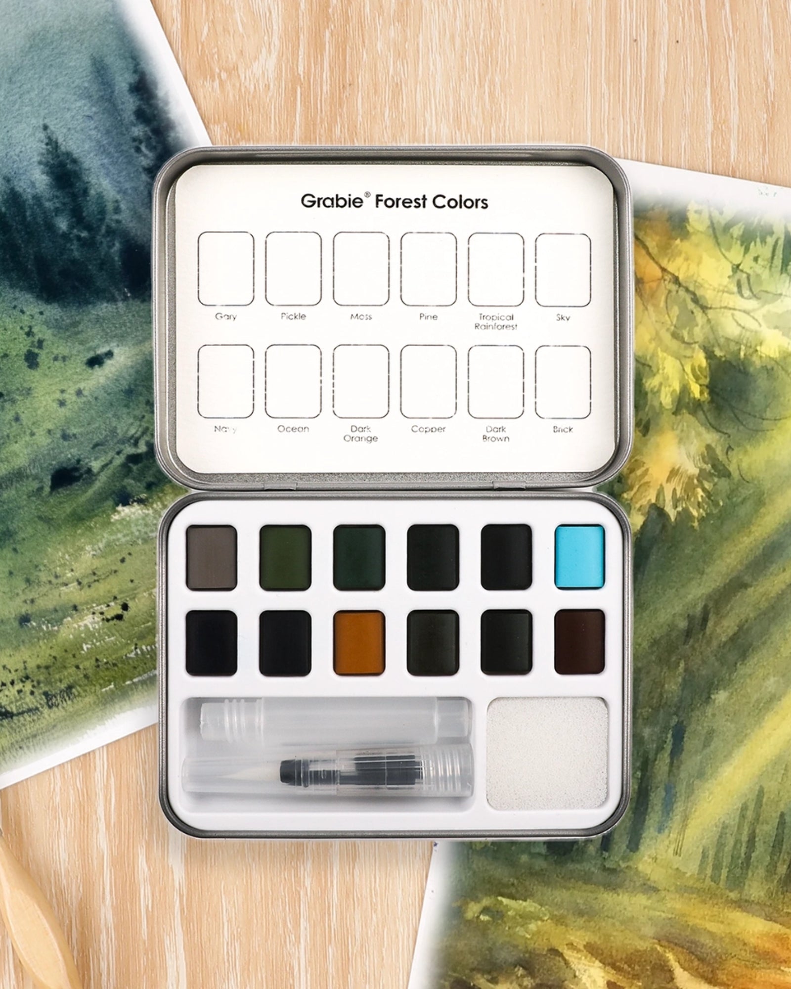WATERRCOLOUR POCKET SET OF 12 - FOREST COLOURS