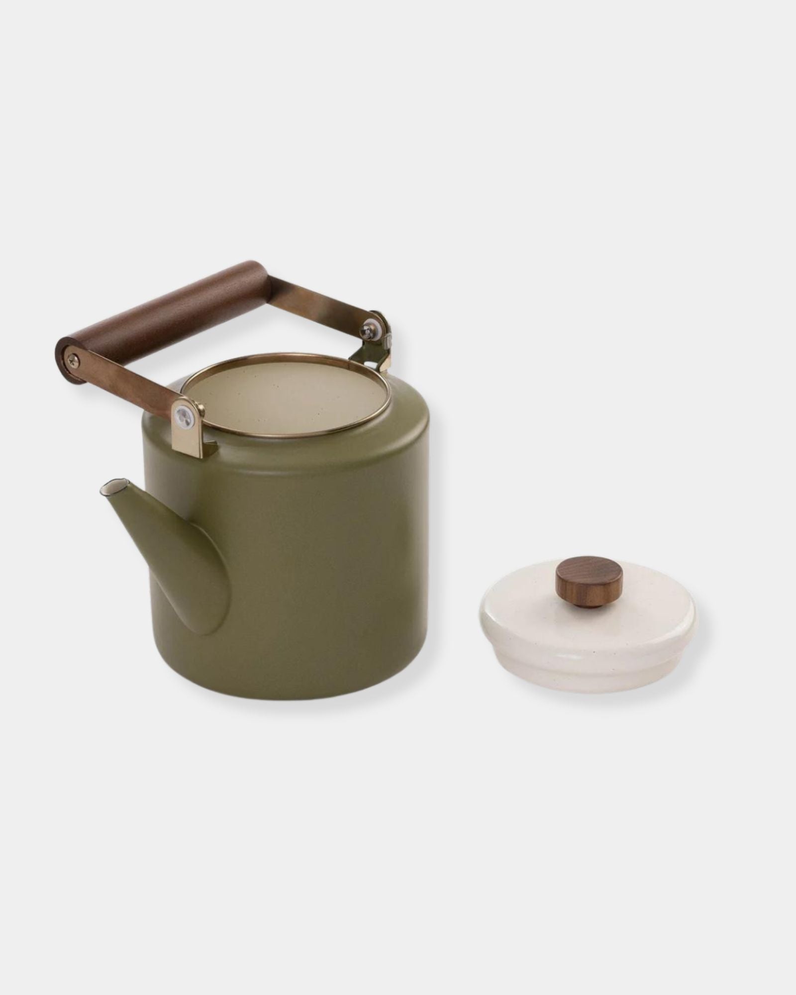 OLIVE TWO-TONE ENAMEL KETTLE