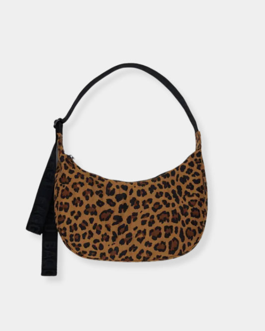 MEDIUM NYLON CRESCENT BAG - LEOPARD